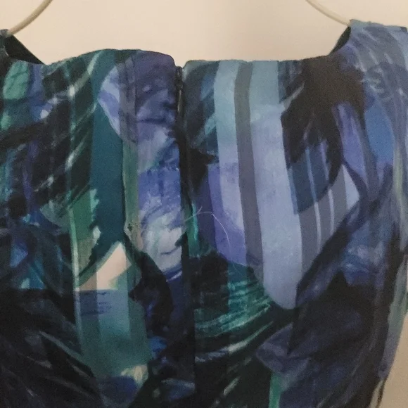 Carmen Marc Valvo Dresses Luxe By Carmen Marc Valvo Blue Floral Party Dress Sz 4 - Picture 5 of 5